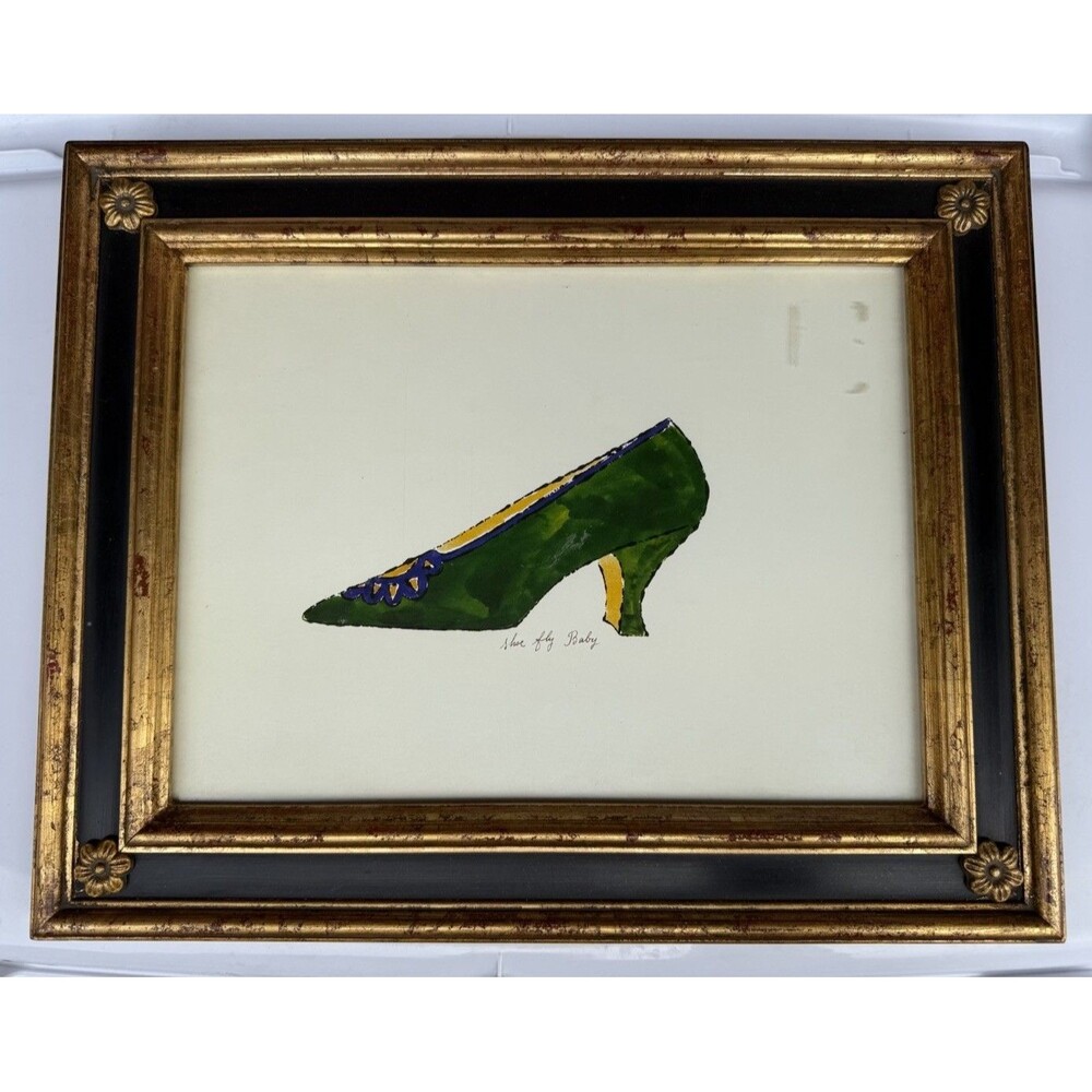 Andy Warhol Decorative Framed Print - “Shoe Fly Baby” Green Heel